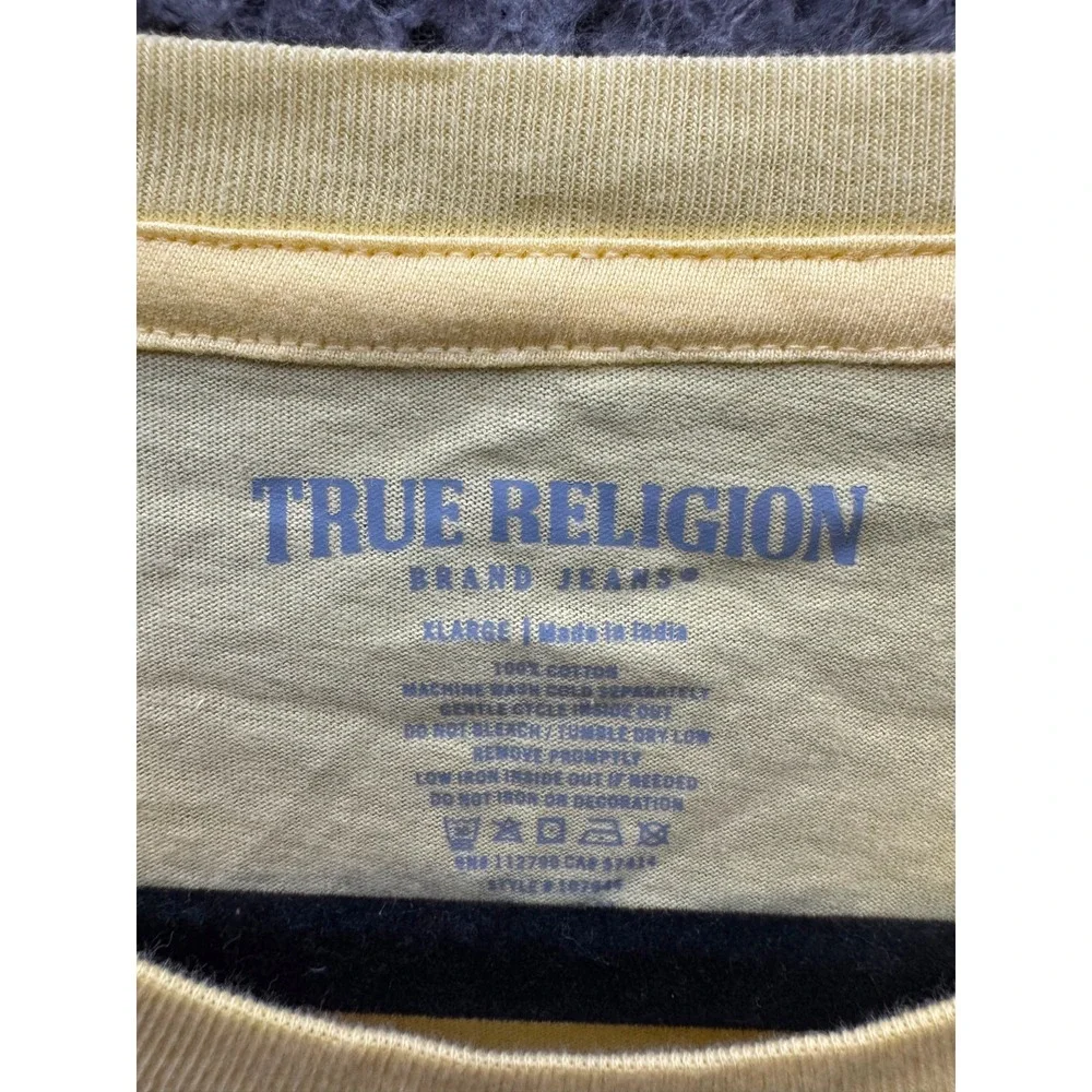 NWT True Religion Crewneck Short Sleeve Puff Stitch Tee Popcorn Mens Size XL